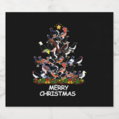 バードクリスマスツリーメリークリスマス スパークリングワインラベル (シングルラベル)