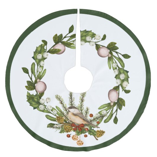 バードクリスマスブラシ仕上げポリエステルツリースカート ブラッシュドポリエステルツリースカート (正面)