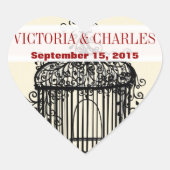 バードケビクトリアンージミュージカルラブバードレッドウェディング ハートシール (正面)