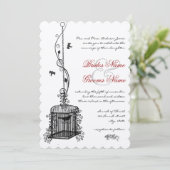 バードケビクトリアンージレッドボホ結婚式招待状 招待状 (スタンド正面)