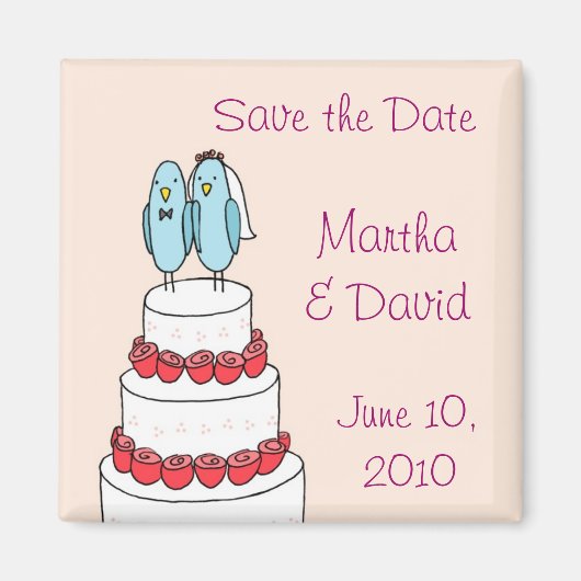 バードケーキピンクマグネット マグネット (正面)