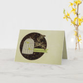 バードケージおめでとうノートカード カード (黄色い花)