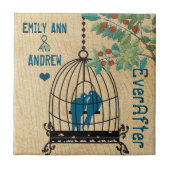 バードケージウッドグレインツリー永遠に記念日 タイル (正面)