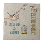 バードケージウッドグレインツリー永遠に記念日 タイル (正面)