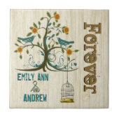 バードケージウッドグレインツリー永遠に記念日 タイル (正面)