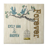 バードケージウッドグレインツリー永遠に記念日 タイル (正面)