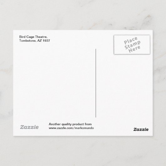バードケージシアター,墓石, AZ ポストカード (裏面)