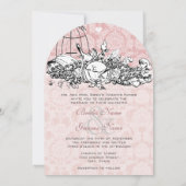 バードケージダマスクアコーンヴィンテージラブバード 招待状 (裏面)