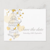 バードケ結婚ージの黄色が日付カードを保存 案内ポストカード (正面)