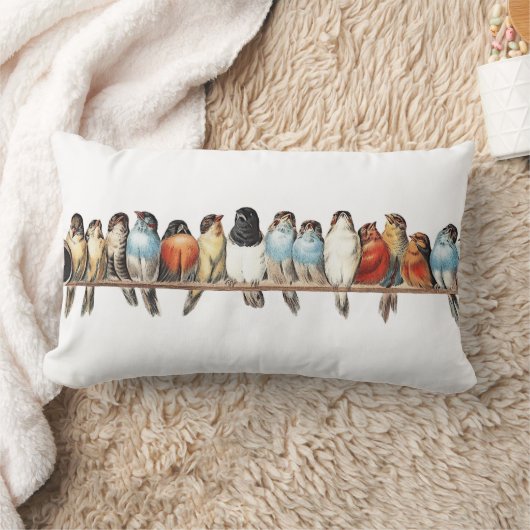 バードコテージフランスのファームハウスカントリー装飾用クッション ランバークッション (ブランケット)