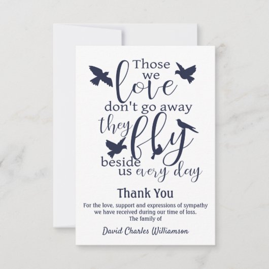 バードサンキューファーミディラルフライの横に悔やみや弔慰 サンキューカード (正面)