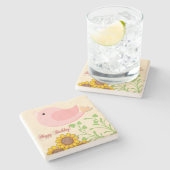 バードサンフラワーズ誕生日 ストーンコースター (横)