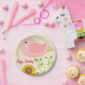 バードサンフラワーズ誕生日 ペーパープレート (パーティー)