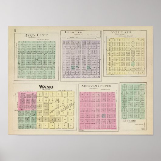 バードシティー、ユーティス、ヴォルテール、ワノ、カンザス ポスター (正面)