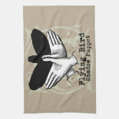 バードシャドウパペットハンドヴィンテージ キッチンタオル (縦)