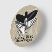 バードシャドウパペットハンドヴィンテージ ラウンド壁時計 (傾斜)