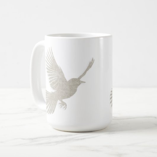 バードシルエッ飛んでいるトタンリネンスカンジナビア コーヒーマグカップ (正面左)