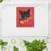 バードスタウン、KYバーボンキャットと葉巻 – バータオル キッチンタオル (折り畳み)