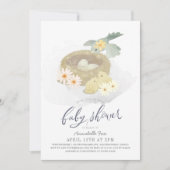 バードズネストフローラガールベビーシャワー 招待状 (正面)