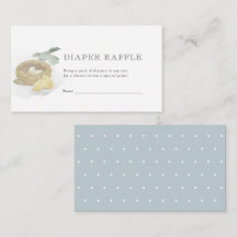 バードズネストブルーベビーシャワーオムツラッフルチケット
