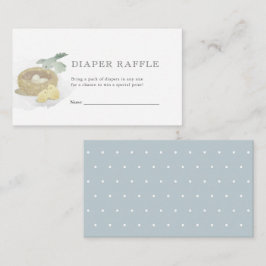 バードズネストブルーベビーシャワーオムツラッフルチケット エンクロージャーカード