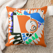 バードズネスト – オレンジホワイト装飾用クッション クッション (ブランケット)