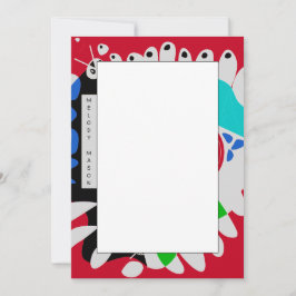 バードズネスト – クリムゾンレッドグレー名前をカスタムする ノートカード