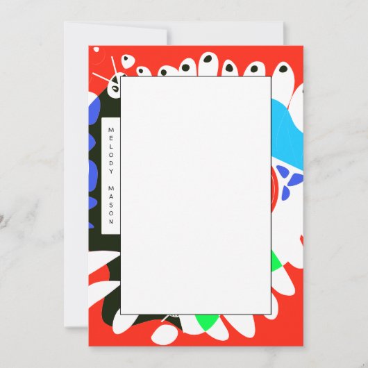 バードズネスト – 緋色の赤の白名前をカスタムする ノートカード (正面)