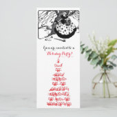 バードツリー、クリスマスレディ白黒ジェムレッド 招待状 (スタンド正面)