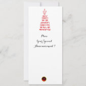 バードツリー、クリスマスレディ白黒ジェムレッド 招待状 (裏面)