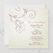 バードティーかわいらしパーティーガールズベビーシャワー招待状 招待状 (裏面)