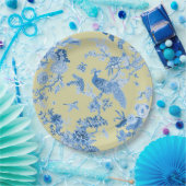 バードトイレブルー&マスタード ペーパープレート (パーティー)