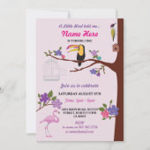 バードトゥーカンギルI誕生日ピンクツインズ招待状 招待状 (正面)