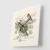 バードネストカルテポストエールフランスのヴィンテージ スクエア壁時計 (傾斜)