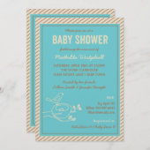 バードネストターコイズベビーシャワー招待状 招待状 (正面/裏面)
