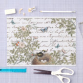 バードネストピンクローズバタフライ金ゴールドスクリプフランスのト 薄葉紙 (クラフト)