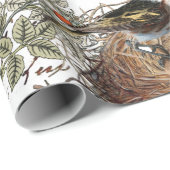 バードネストピンクローズバタフライ金ゴールドフランスのスクリプト ラッピングペーパー (ロールコーナー)