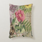 バードネストフローラガーデンフラワーバタフライアート アクセントクッション (正面(垂直))