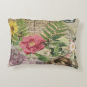 バードネストフローラガーデンフラワーバタフライアート アクセントクッション (裏面)