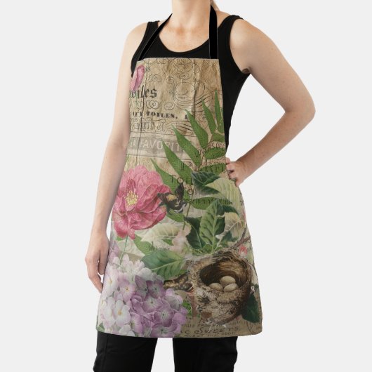 バードネストフローラガーデンフラワーバタフライアート エプロン (インサイチュ)