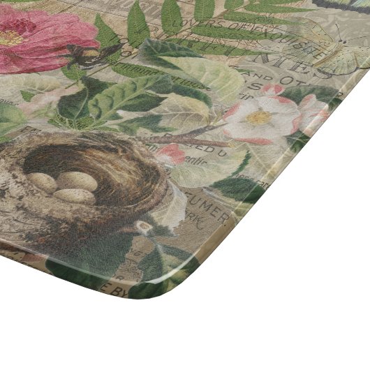 バードネストフローラガーデンフラワーバタフライアート カッティングボード (角)