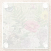 バードネストフローラガーデンフラワーバタフライアート ガラスコースター (裏面)