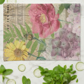 バードネストフローラガーデンフラワーバタフライアート キッチンタオル (折り畳み)