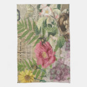 バードネストフローラガーデンフラワーバタフライアート キッチンタオル (縦)