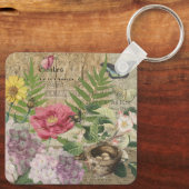 バードネストフローラガーデンフラワーバタフライアート キーホルダー (裏面)