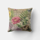 バードネストフローラガーデンフラワーバタフライアート クッション (裏面)