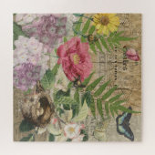 バードネストフローラガーデンフラワーバタフライアート ジグソーパズル (横)