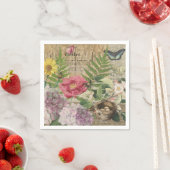 バードネストフローラガーデンフラワーバタフライアート スタンダードカクテルナプキン (インサイチュ)