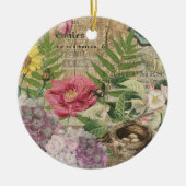 バードネストフローラガーデンフラワーバタフライアート セラミックオーナメント (正面)