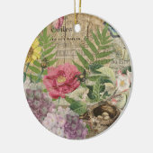 バードネストフローラガーデンフラワーバタフライアート セラミックオーナメント (左)